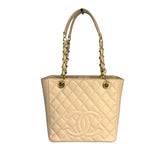 シャネル CHANEL PSTチェーントートバッグ A50994 ベージュ/ゴールド金具 キャビアスキン レディース トートバッグ