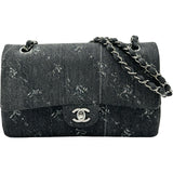 シャネル CHANEL デニム クラシックハンドバッグ A01112 28番台 ブラック シルバー金具 デニム レディース ショルダーバッグ