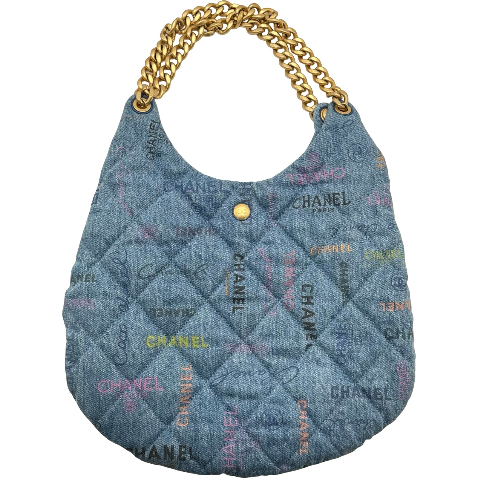 シャネル CHANEL マキシデニムホーボーバッグ AS3127 ブルー ゴールド