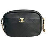シャネル CHANEL マトラッセカメラバッグ ブラック/ゴールド金具 ラムスキン レディース ショルダーバッグ