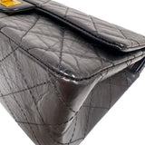 シャネル CHANEL 2.55ラージフラップバッグ A37587 ブラック　ゴールド金具 エイジドカーフ レディース ショルダーバッグ