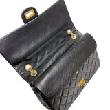 シャネル CHANEL 2.55ラージフラップバッグ A37587 ブラック　ゴールド金具 エイジドカーフ レディース ショルダーバッグ