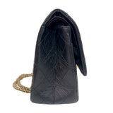シャネル CHANEL 2.55ラージフラップバッグ A37587 ブラック　ゴールド金具 エイジドカーフ レディース ショルダーバッグ
