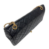 シャネル CHANEL 2.55ラージフラップバッグ A37587 ブラック　ゴールド金具 エイジドカーフ レディース ショルダーバッグ