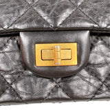 シャネル CHANEL 2.55ラージフラップバッグ A37587 ブラック　ゴールド金具 エイジドカーフ レディース ショルダーバッグ