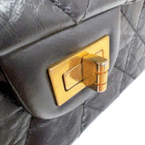 シャネル CHANEL 2.55ラージフラップバッグ A37587 ブラック　ゴールド金具 エイジドカーフ レディース ショルダーバッグ