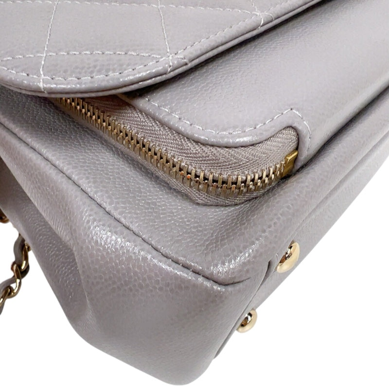 シャネル CHANEL ビジネスアフィニティスモールショルダーバッグ A93749 グレー　ゴールド金具 キャビアスキン レディース ショルダーバッグ シャネル CHANEL ビジネスアフィニティスモールショルダーバッグ
