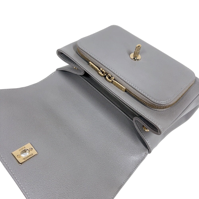 シャネル CHANEL ビジネスアフィニティスモールショルダーバッグ A93749 グレー　ゴールド金具 キャビアスキン レディース ショルダーバッグ シャネル CHANEL ビジネスアフィニティスモールショルダーバッグ
