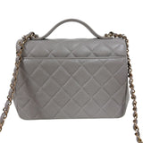 シャネル CHANEL ビジネスアフィニティスモールショルダーバッグ A93749 グレー　ゴールド金具 キャビアスキン レディース ショルダーバッグ