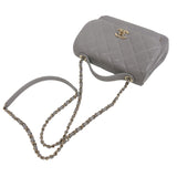 シャネル CHANEL ビジネスアフィニティスモールショルダーバッグ A93749 グレー　ゴールド金具 キャビアスキン レディース ショルダーバッグ