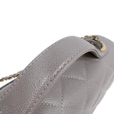 シャネル CHANEL ビジネスアフィニティスモールショルダーバッグ A93749 グレー　ゴールド金具 キャビアスキン レディース ショルダーバッグ