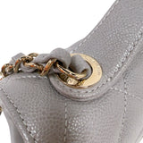 シャネル CHANEL ビジネスアフィニティスモールショルダーバッグ A93749 グレー　ゴールド金具 キャビアスキン レディース ショルダーバッグ