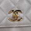 シャネル CHANEL ビジネスアフィニティスモールショルダーバッグ A93749 グレー　ゴールド金具 キャビアスキン レディース ショルダーバッグ