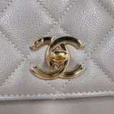シャネル CHANEL ビジネスアフィニティスモールショルダーバッグ A93749 グレー　ゴールド金具 キャビアスキン レディース ショルダーバッグ