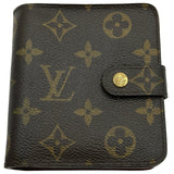 ルイ・ヴィトン LOUIS VUITTON コンパクト・ジップ M61667 ブラウン モノグラム レディース 二つ折り財布