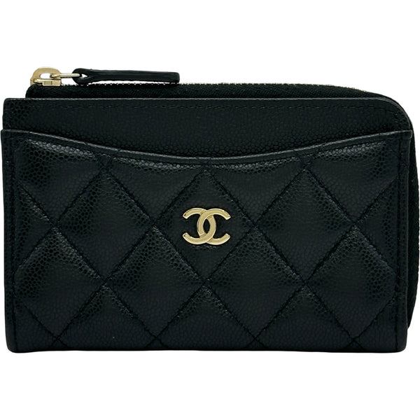 【極美品】シャネル マトラッセ キャビアスキン ケース クラシックジップ シャネル CHANEL クラシック ジップカードケース AP3179 ブラック