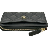 シャネル CHANEL クラシック ジップカードケース AP3179 ブラック/ゴールド金具 キャビアスキン レディース カードケース