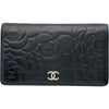シャネル CHANEL カメリア ロングフラップウォレット 16番台 ブラック シルバー金具 ラム レディース 長財布
