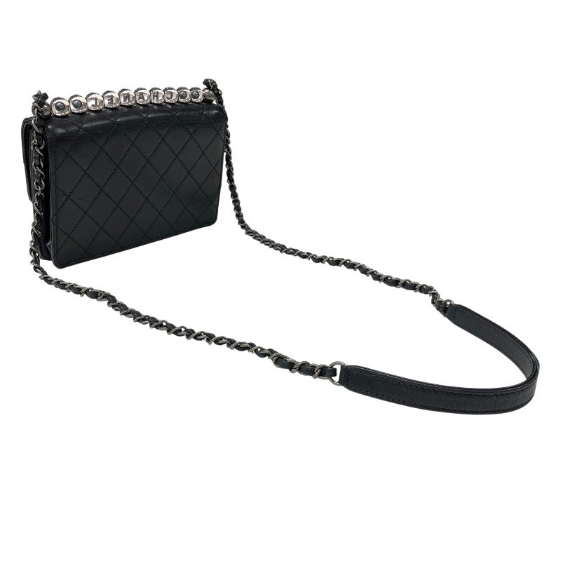 シャネル CHANEL マトラッセ スモールフラップバッグ AS0585 ブラック シルバー金具 カーフ レディース ショルダーバッグ シャネル CHANEL マトラッセ スモールフラップバッグ AS0585 ブラック