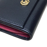 グッチ GUCCI ダブルG　ミディアムウォレット 598587 ブラック レザー レディース 三つ折り財布