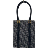 クリスチャン・ディオール Christian Dior トロッタートート ネイビー ゴールド金具 ジャガード レディース トートバッグ