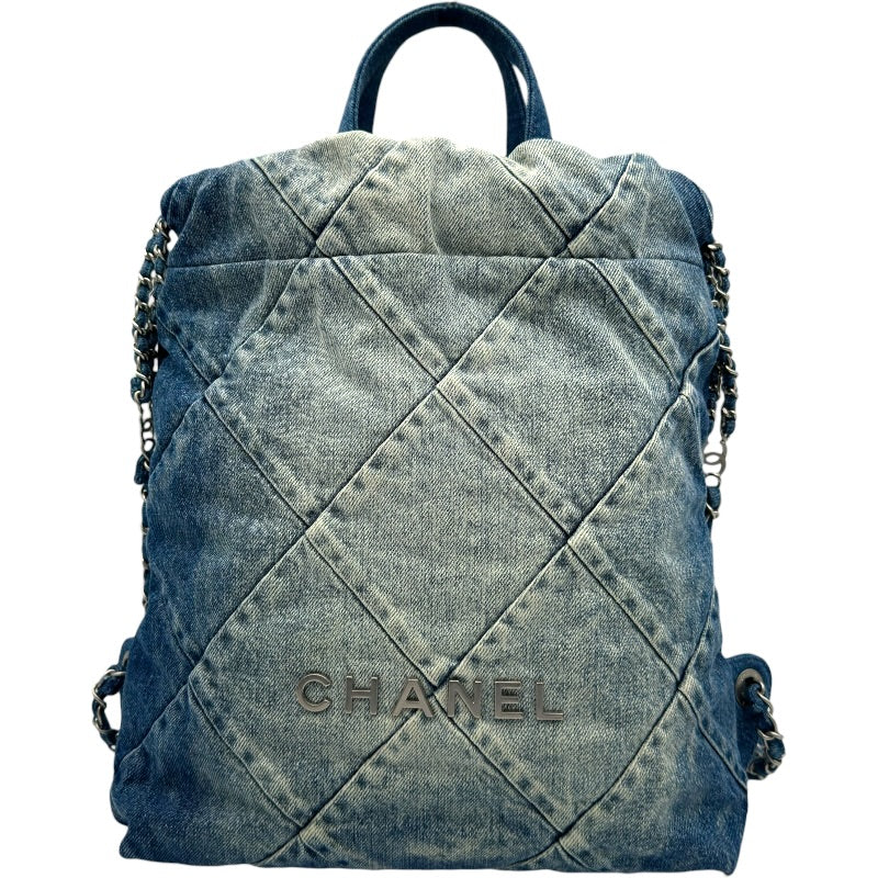 シャネル CHANEL シャネル22 AS3859 ブルー SV金具 デニム レディース