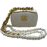 シャネル CHANEL ショルダーコインパース 32番台 ホワイト GD金具 ラム レディース ショルダーバッグ