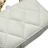 シャネル CHANEL ショルダーコインパース 32番台 ホワイト GD金具 ラム レディース ショルダーバッグ