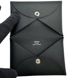 エルメス HERMES カルヴィ W刻 ブラック シルバー金具 エプソン メンズ 名刺入れ