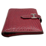 エルメス HERMES ベアンコンパクト □M刻　(2009年製) ブレイズ シルバー金具 アリゲーター レディース 二つ折り財布