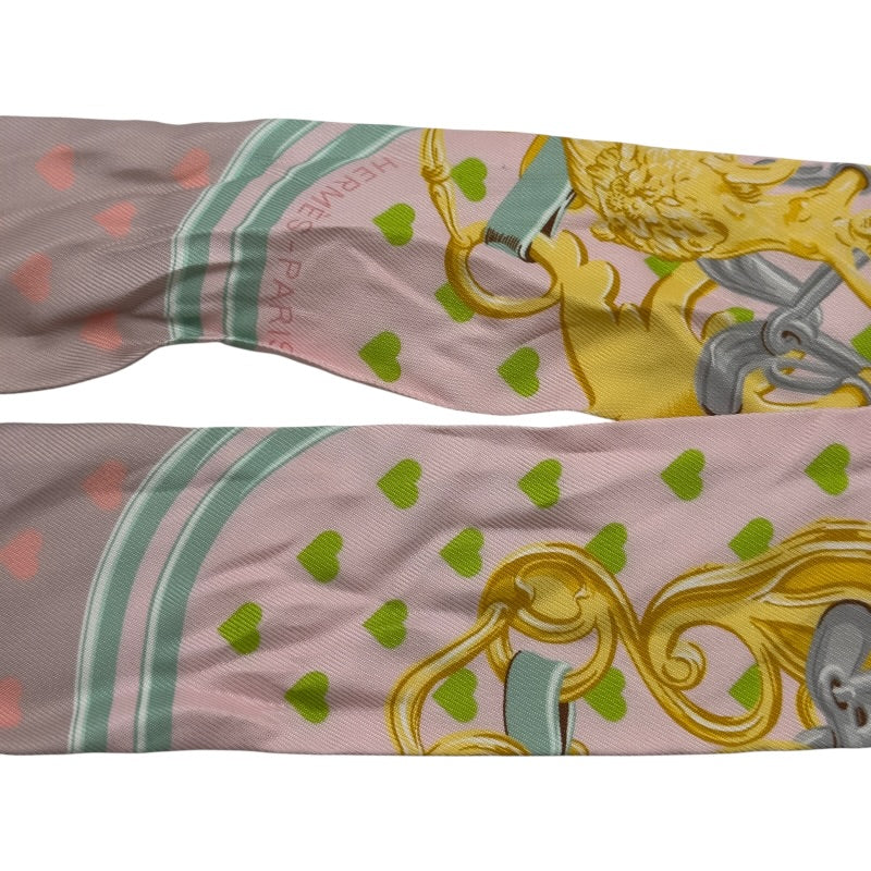 エルメス HERMES ツイリー BRIDES DE GALA LOVE ピンク シルク