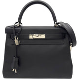 エルメス HERMES ケリー28 内縫い Z刻印 ブラック シルバー金具 エバーカラー レディース ハンドバッグ