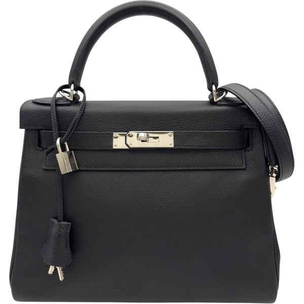 エルメス HERMES ケリー28 内縫い Z刻印 ブラック シルバー金具 エバー