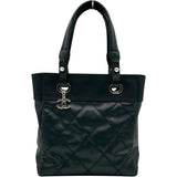 シャネル CHANEL パリビアリッツ トートPM A34208 17番台 ブラック シルバー金具 コーティングキャンバス レディース トートバッグ