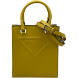 プラダ PRADA 2WAY ミニトート 1BA333 イエロー シルバー金具 レザー レディース ショルダーバッグ