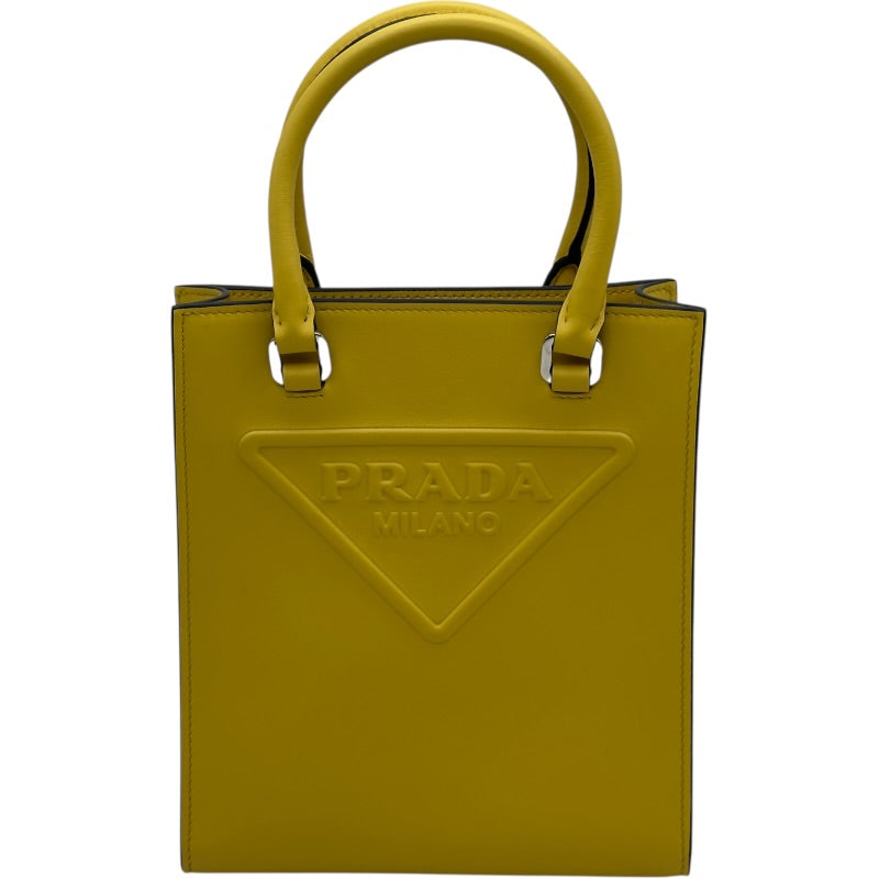 プラダ PRADA 2WAY ミニトート 1BA333 イエロー シルバー金具 レザー