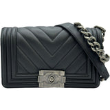 シャネル CHANEL ボーイ シャネル25 Vステッチ A67085 2番台 ブラック シルバー金具 カーフスキン レディース ショルダーバッグ