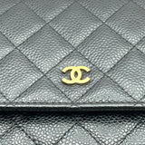 シャネル CHANEL マトラッセ チェーンウォレット A33814 27番台 ブラック キャビアスキン レディース 長財布
