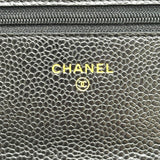 シャネル CHANEL マトラッセ チェーンウォレット A33814 27番台 ブラック キャビアスキン レディース 長財布