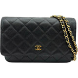シャネル CHANEL マトラッセ チェーンウォレット A33814 27番台 ブラック キャビアスキン レディース 長財布
