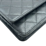 シャネル CHANEL マトラッセ チェーンウォレット A33814 27番台 ブラック キャビアスキン レディース 長財布