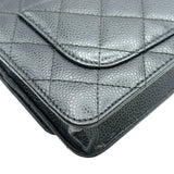 シャネル CHANEL マトラッセ チェーンウォレット A33814 27番台 ブラック キャビアスキン レディース 長財布