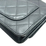 シャネル CHANEL マトラッセ チェーンウォレット A33814 27番台 ブラック キャビアスキン レディース 長財布