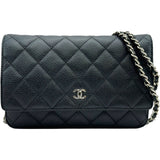 シャネル CHANEL マトラッセチェーンウォレット A33814 25番台 ブラック シルバー金具 キャビアスキン レディース ショルダーバッグ