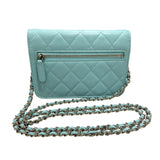 シャネル CHANEL マトラッセチェーンウォレット AP1649 ライトブルー シルバー金具 ラムスキン レディース ショルダーバッグ