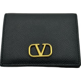 ヴァレンティノ VALENTINO Vロゴ シグネチャー スモール ウォレット ブラック ゴールド金具 レザー レディース 二つ折り財布