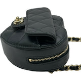 シャネル CHANEL ハートシェイプ ベルトバッグ AP2787 31番台 ブラック/ゴールド金具 ラムスキン レディース ウエストバッグ