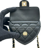 シャネル CHANEL ハートシェイプ ベルトバッグ AP2787 31番台 ブラック/ゴールド金具 ラムスキン レディース ウエストバッグ