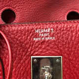 エルメス HERMES バーキン35 □G刻 ヴァーミリオン シルバー金具 フィヨルド レディース ハンドバッグ