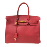 エルメス HERMES バーキン35 □C刻 ルージュヴィフ ゴールド金具 クシュベル レディース ハンドバッグ
